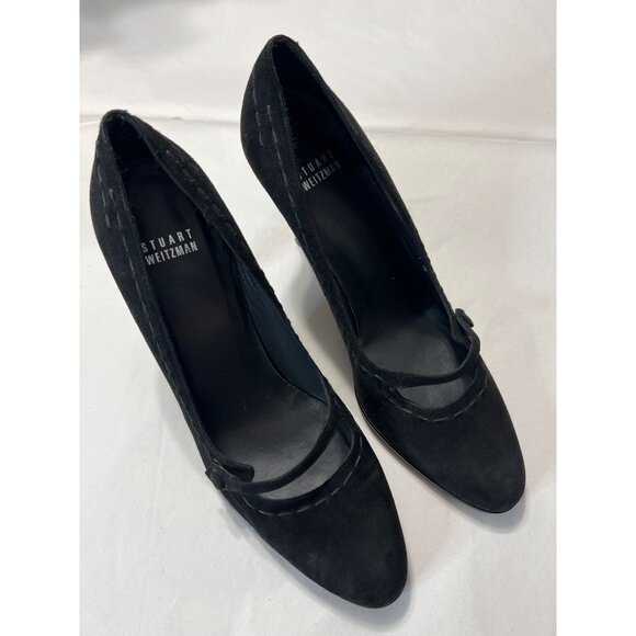 Stuart Weitzman Womens Suede Mary Jane Pumps Size 8.5 Black - Picture 3 of 10